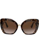 Valentino Eyewear Two-tone Cat Eye V Logo Sunglasses - Brown