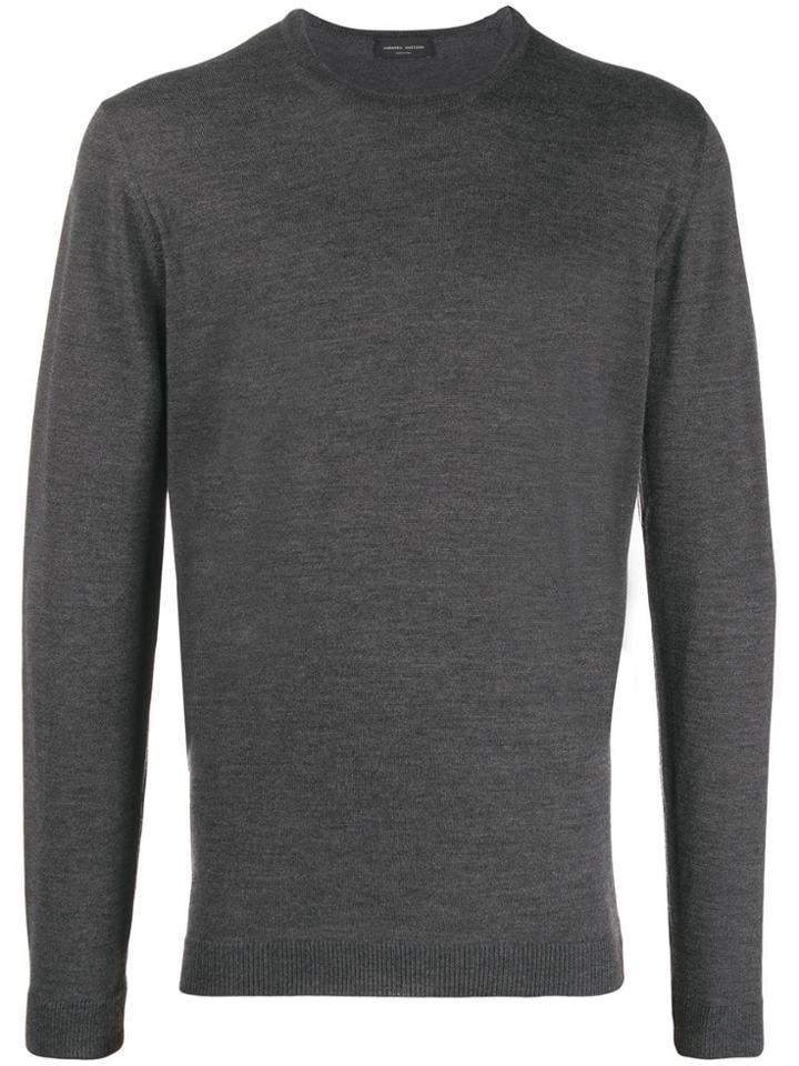 Roberto Collina Long-sleeve Fitted Sweater - 20 Grigio Scu