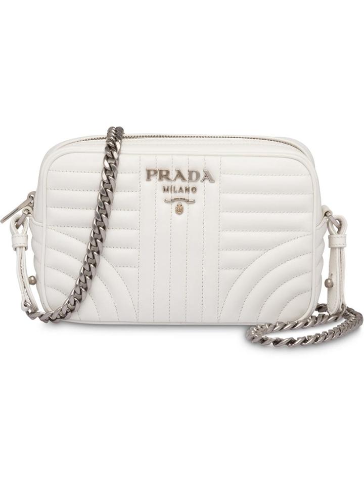 Prada Diagramme Leather Cross-body Bag - White