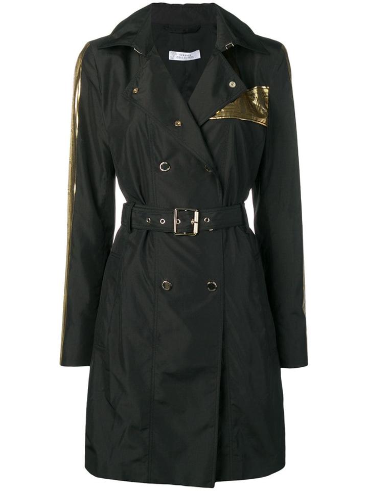 Versace Collection Double Breasted Raincoat - Black