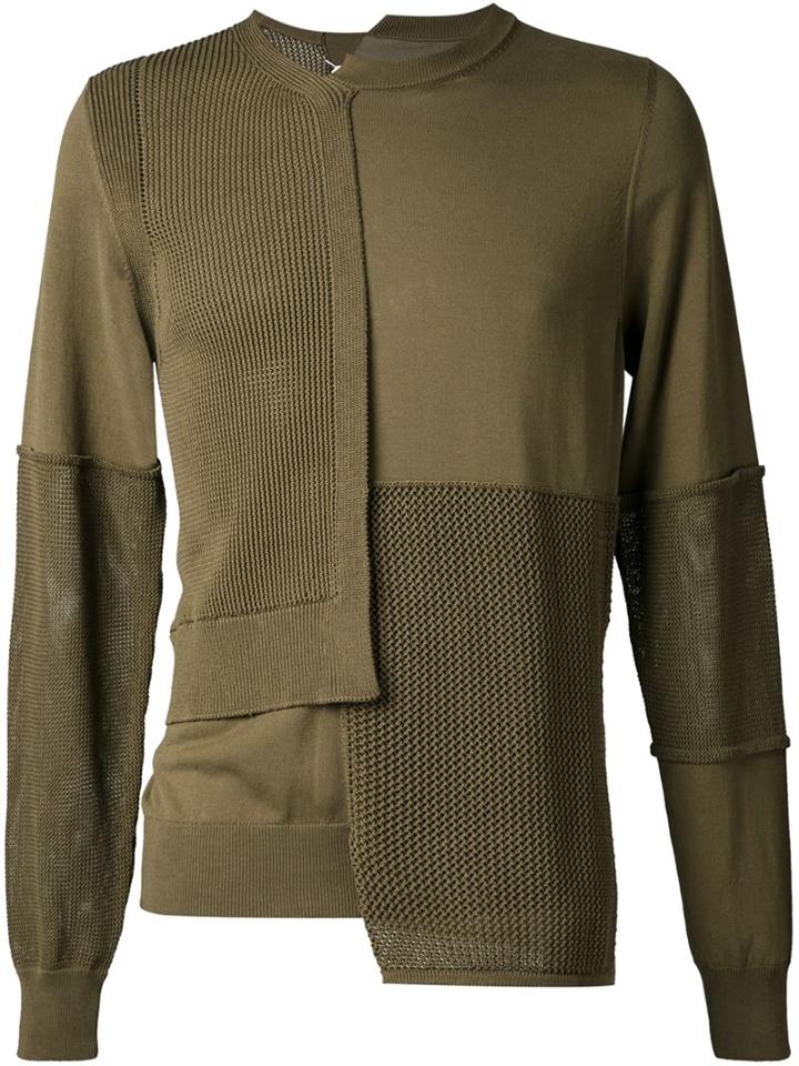 Maison Margiela Asymmetric Patchwork Jumper, Men's, Size: Large, Green, Cotton