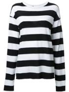 The Elder Statesman Striped Loose Fit Sweater - White