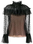 Alberta Ferretti Sheer Polka Dot Blouse - Black