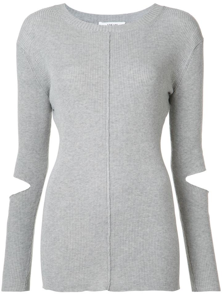 Adeam Cut-out Sleeve Knitted Sweater, Women's, Size: Small, Grey, Lyocell/nylon/polyurethane