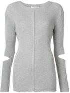 Adeam Cut-out Sleeve Knitted Sweater, Women's, Size: Small, Grey, Lyocell/nylon/polyurethane