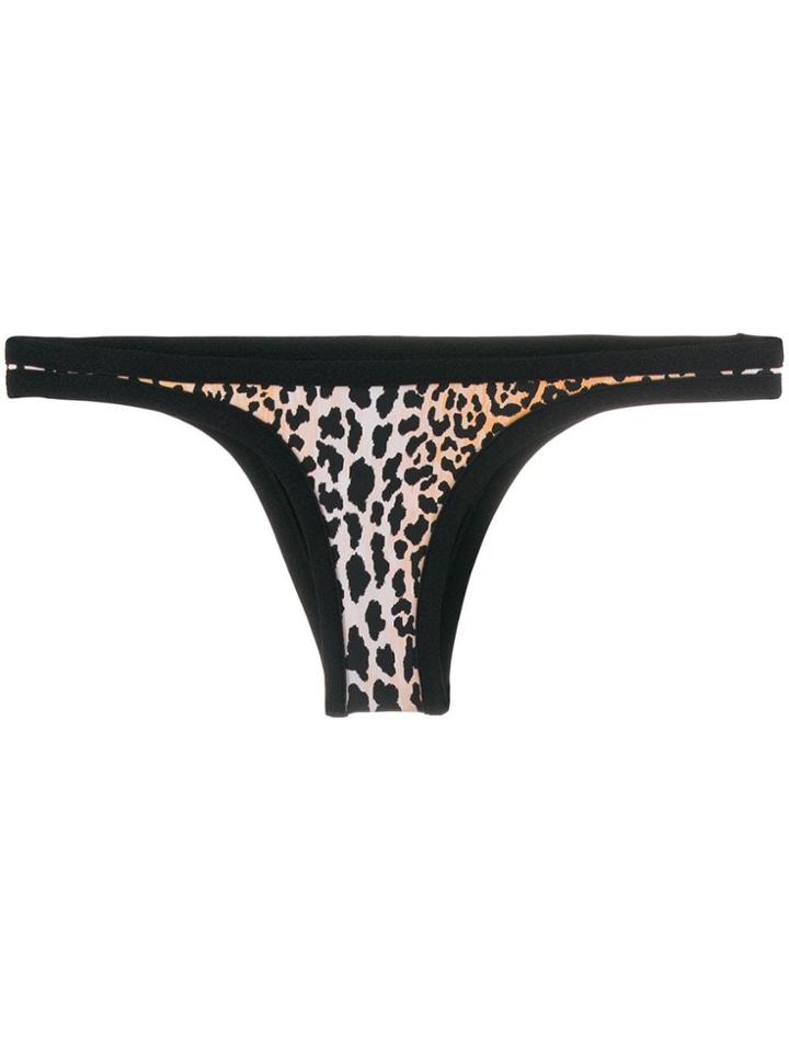 Reina Olga Leopard Print Beach Thong - Black