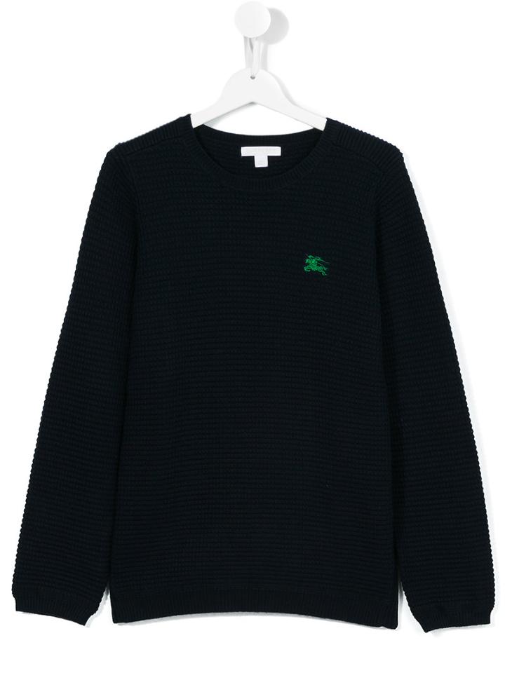 Burberry Kids Embroidered Logo Jumper, Boy's, Size: 14 Yrs, Blue