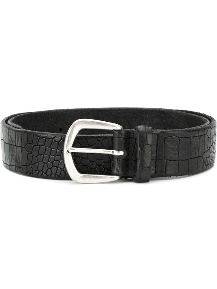 Orciani Crocodile Effect Belt, Men's, Size: 95, Black, Leather
