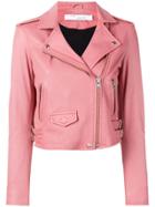 Iro Zip Detail Leather Jacket - Pink