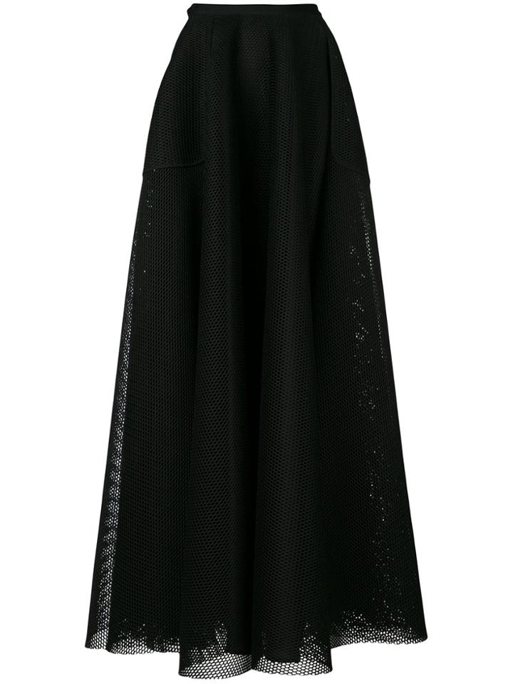 Talbot Runhof Neva Scuba Net Long Skirt - Black