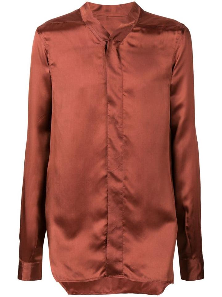 Rick Owens Concealed Button Faun Shirt - Brown