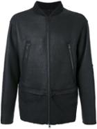 Isabel Benenato Leather Bomber Jacket, Men's, Size: 48, Black, Leather/polyamide/spandex/elastane/yak