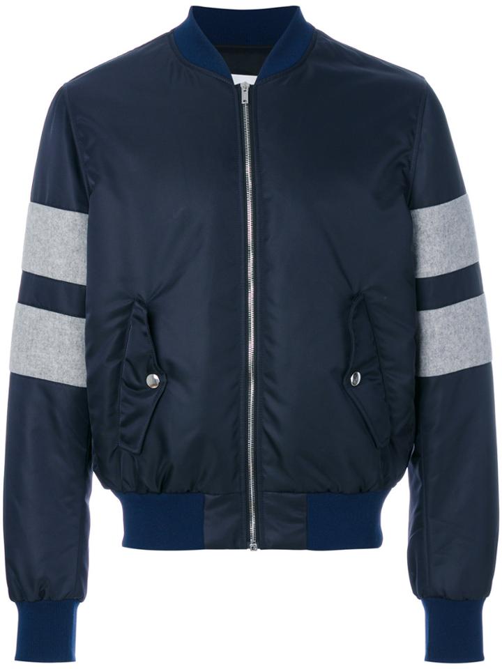 Msgm Colour Block Bomber Jacket - Blue