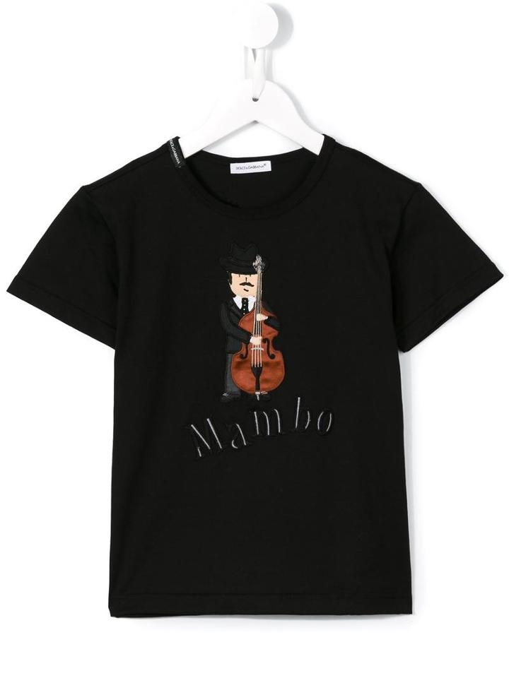 Dolce & Gabbana Kids Mambo Embroidered T-shirt, Boy's, Size: 12 Yrs, Black
