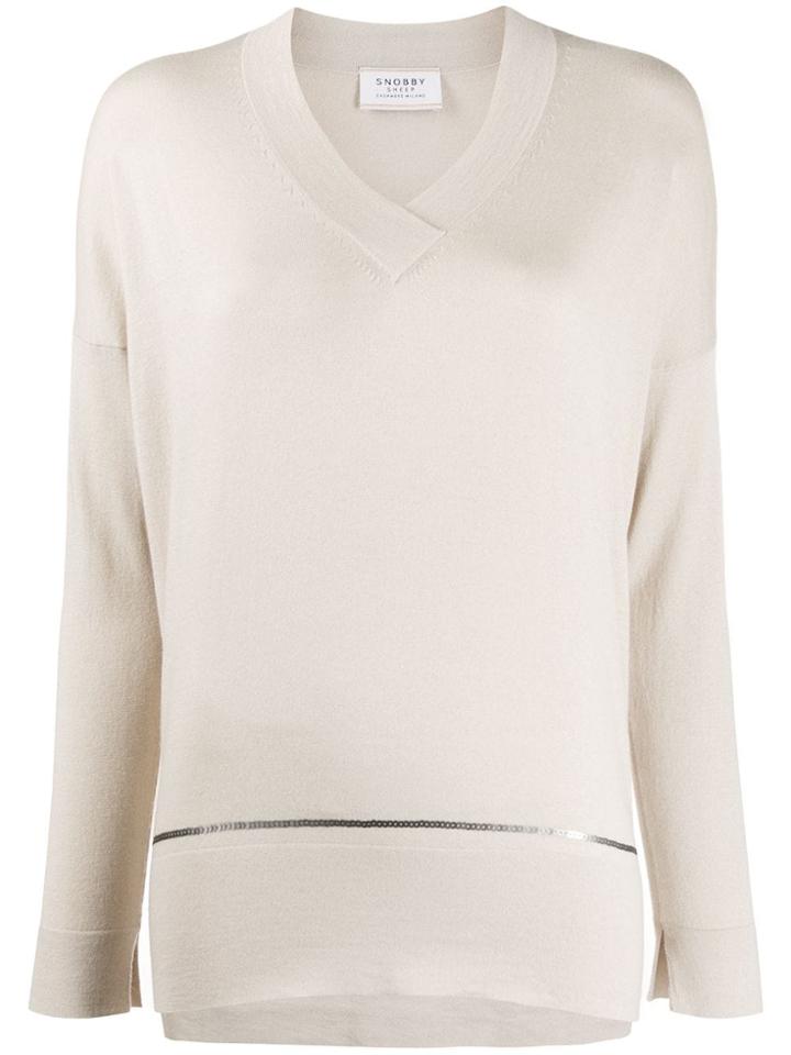 Snobby Sheep V-neck Sequin-embellished Jumper - Neutrals