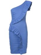 Nicole Miller One Shoulder Fitted Dress - Blue