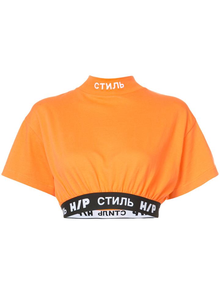 Heron Preston Style Crop Top - Yellow & Orange