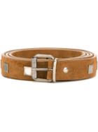 Massimo Alba Studded Belt, Men's, Size: M, Brown, Leather/metal