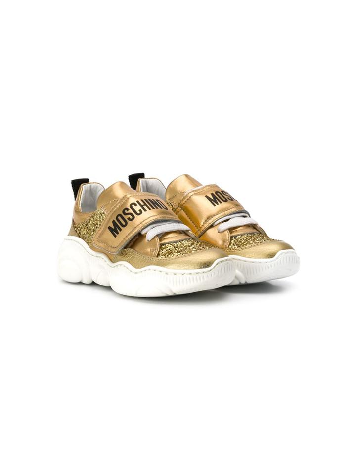 Moschino Kids Glitter Trainers - Gold