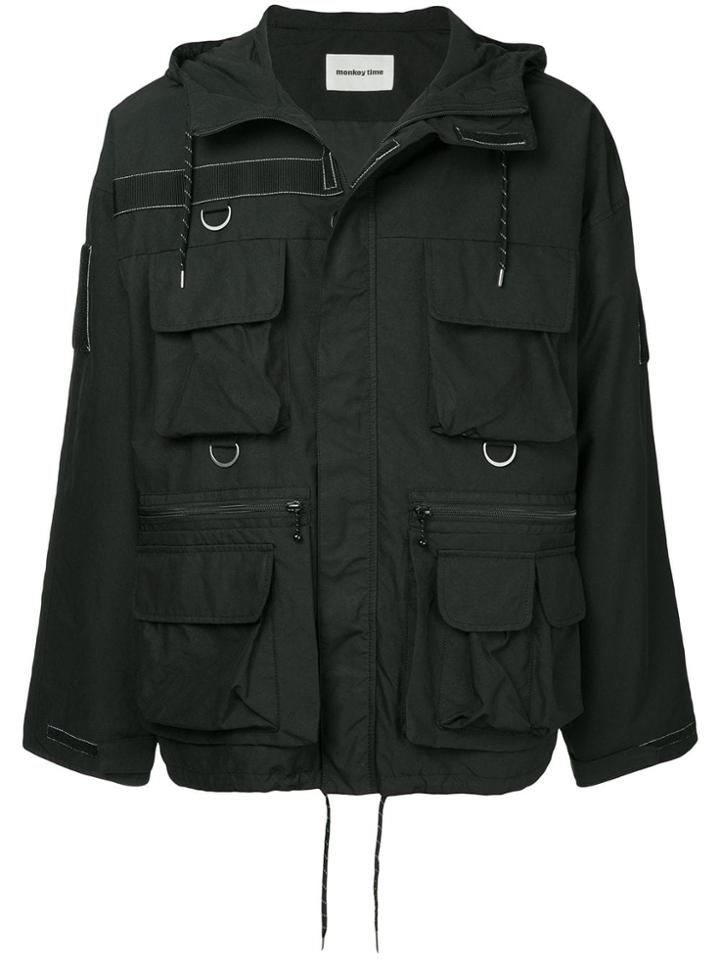 Monkey Time Zipped Cargo Jacket - Black