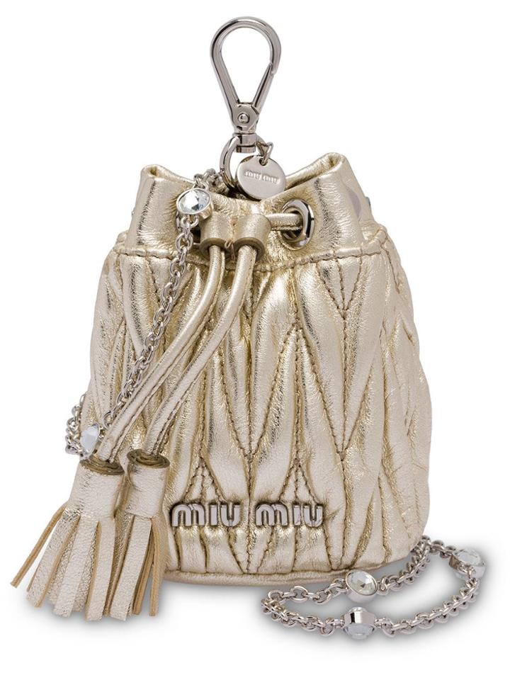 Miu Miu Matelassé Mini Shoulder Bag - Gold