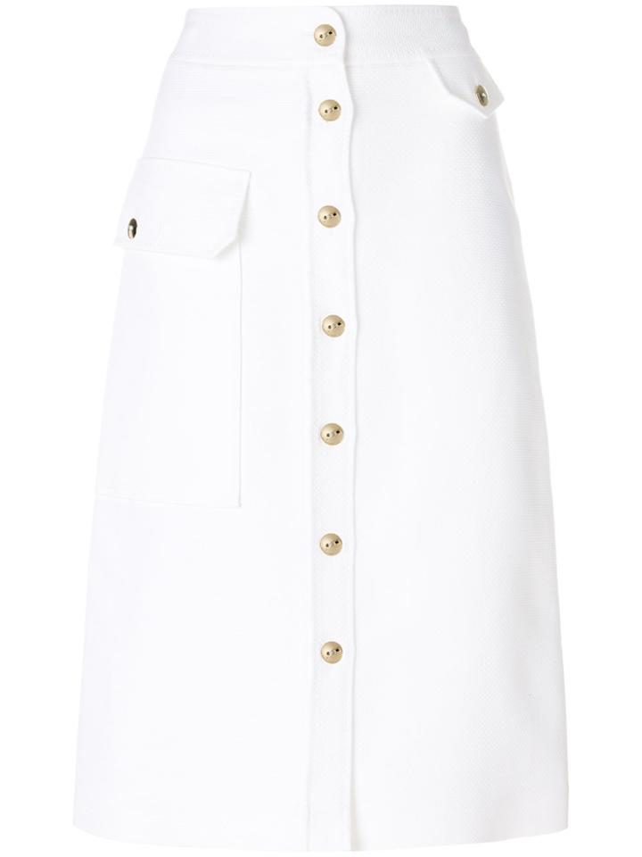 Emilio Pucci Button Front A-line Midi Skirt - White