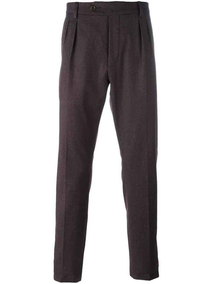 Al Duca D'aosta 1902 Tapered Pleat Detail Trousers - Pink & Purple