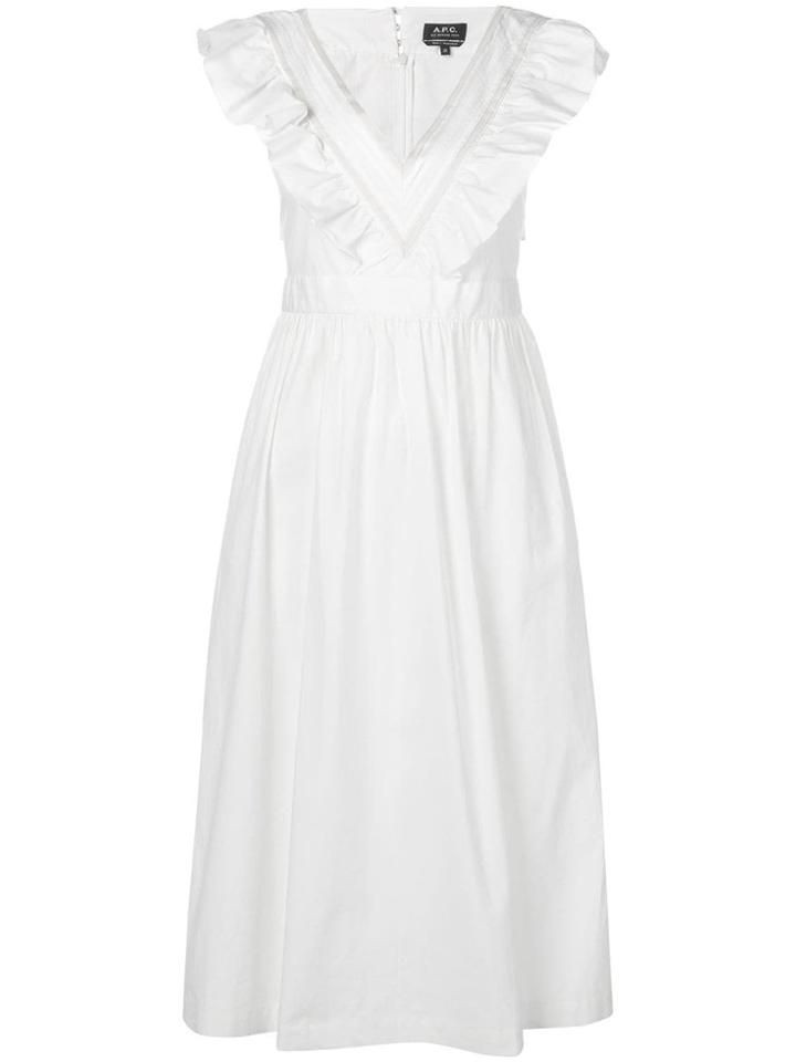 A.p.c. Ruffled V Dress - White