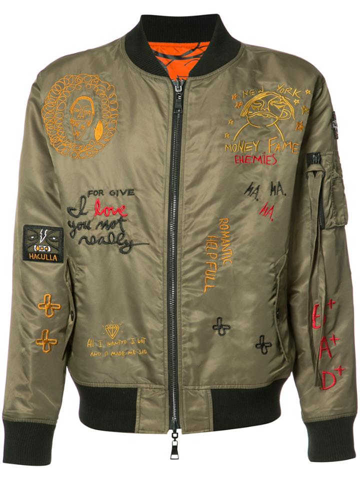 Haculla Embroidered Reversible Bomber Jacket - Yellow & Orange