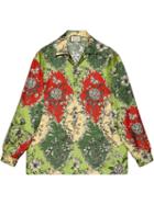 Gucci Oversize Printed Silk Bowling Shirt - Green