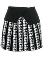 Balmain Houndstooth Pleated Mini Skirt - Black