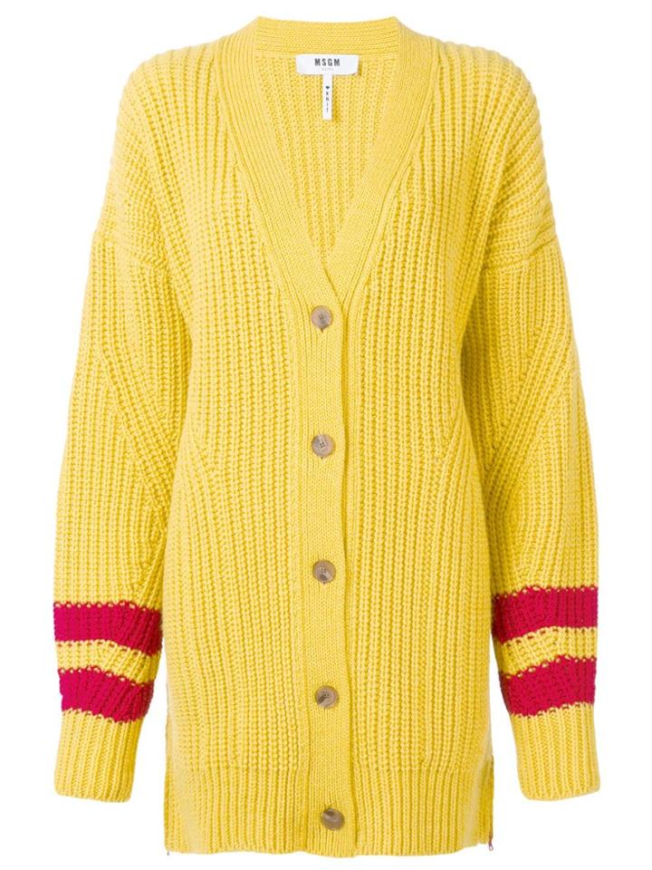 Msgm Oversized Knitted Cardigan - Yellow