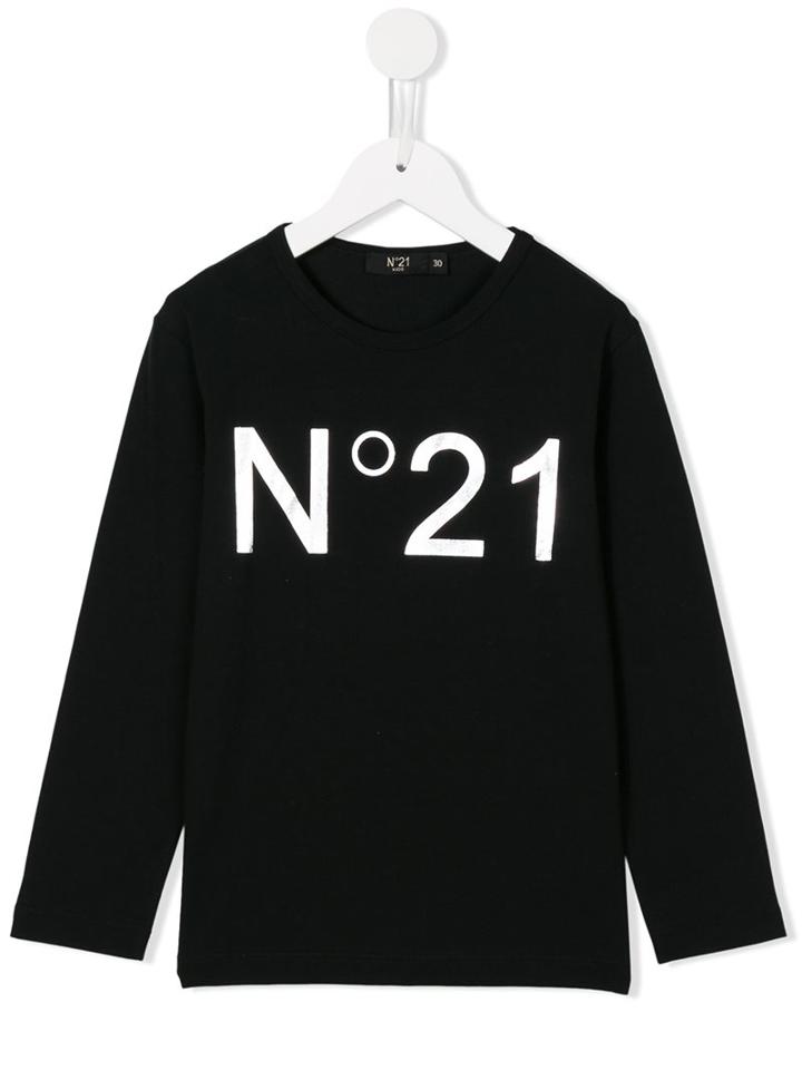 No21 Kids Logo Print T-shirt, Boy's, Size: 6 Yrs, Black