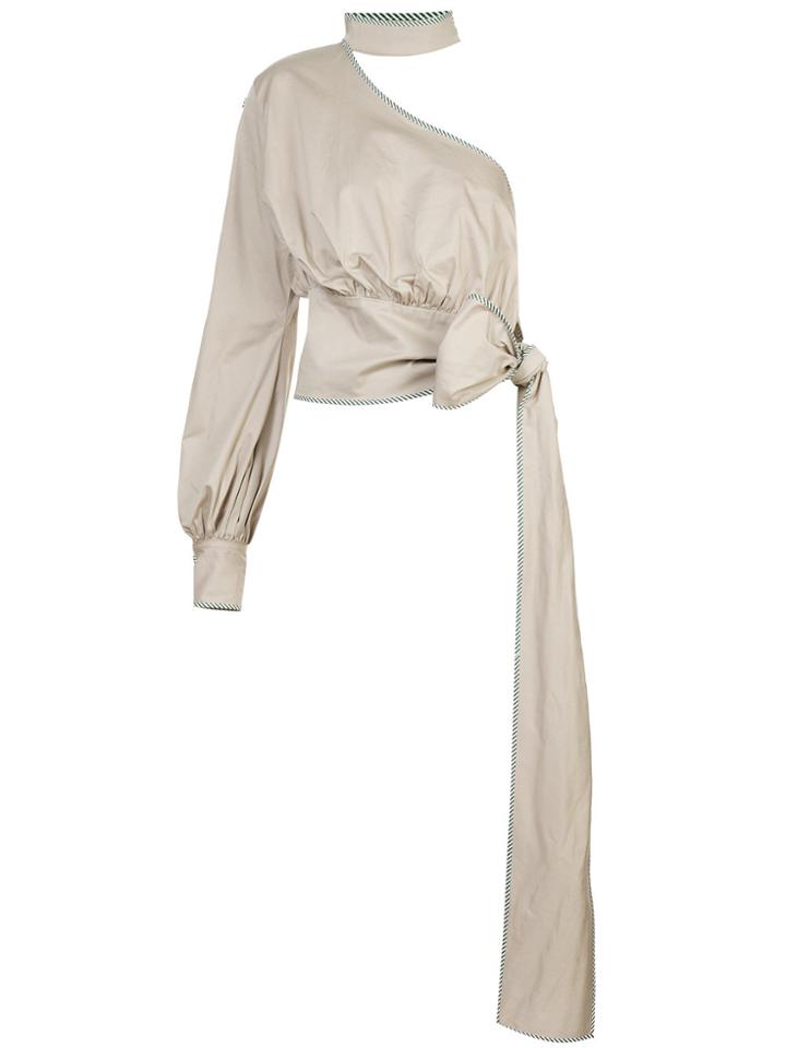 Silvia Tcherassi Cold Shoulder Patty Blouse - Brown