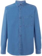 A.p.c. Denim Button Down Shirt, Men's, Size: Large, Blue, Cotton