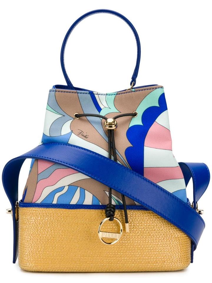 Emilio Pucci Blue Acapulco Print Bonita Bucket Bag