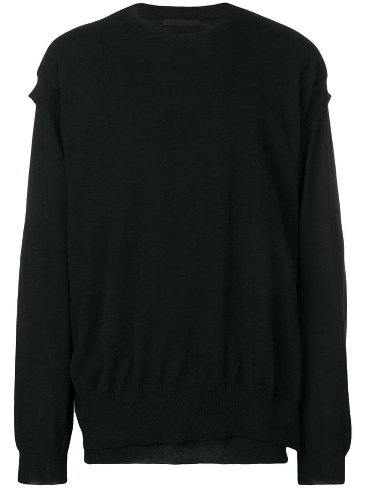 The Viridi-anne Layered Ribbed Sweater - Black