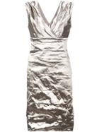 Nicole Miller Metallic-effect Fitted Dress - Silver
