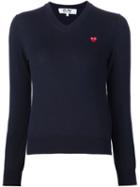 Comme Des Garçons Play Mini Heart V-neck Jumper, Women's, Size: S, Blue, Cotton