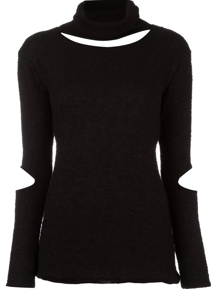 Andrea Ya'aqov Slashed Detail Jumper, Women's, Size: Medium, Black, Bamboo/modal/wool