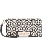 Zac Zac Posen Flower Embellished Clutch, Women's, Black, Calf Leather