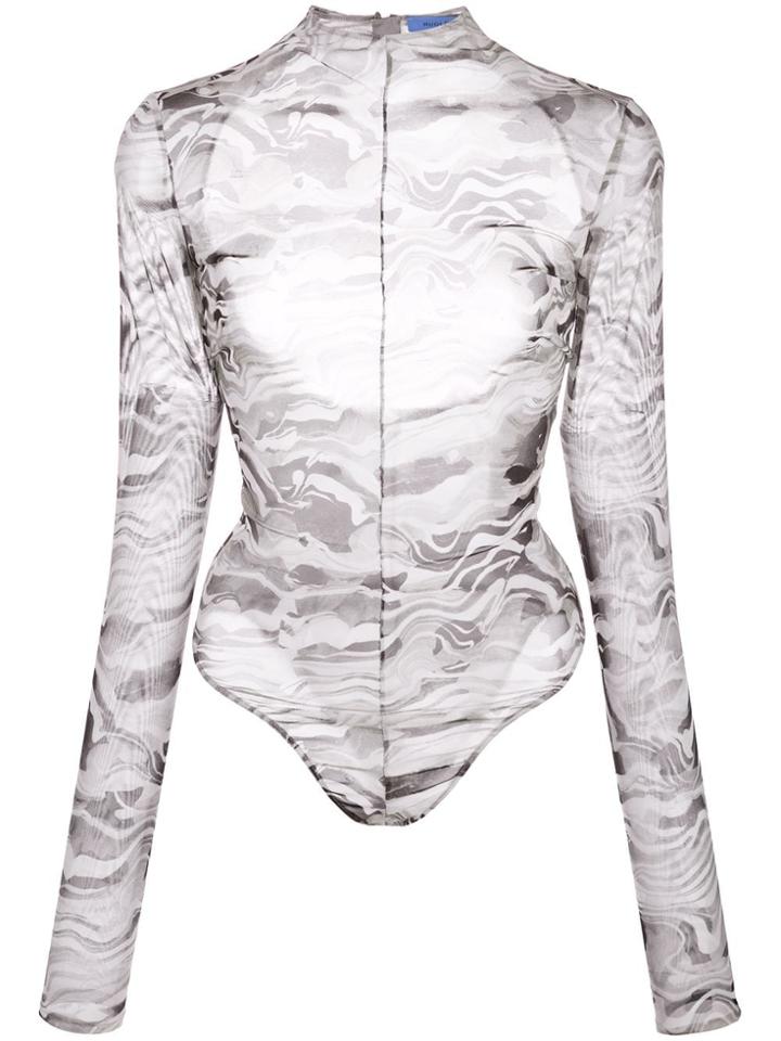Mugler Marble Cut-out Body Suit - Grey