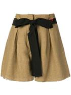 Giacobino Oversized Bow Cut Off Shorts - Green