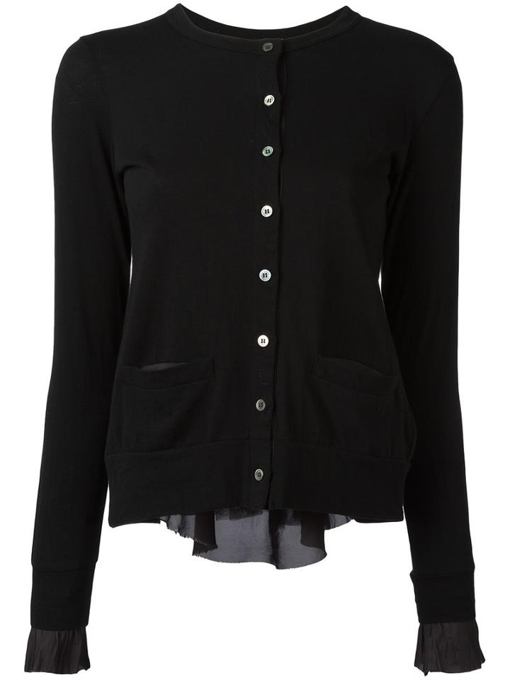 Sacai Cupro Insert Cardigan, Women's, Size: 3, Black, Cotton/polyester
