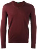 Drumohr V-neck Pullover, Men's, Size: 48, Red, Merino