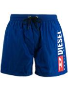 Diesel Logo Print Swim Shorts - Blue