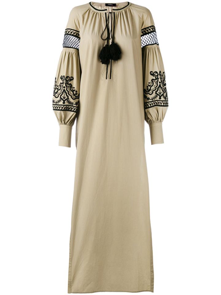 Wandering Embroidered Tassel Detail Dress - Green