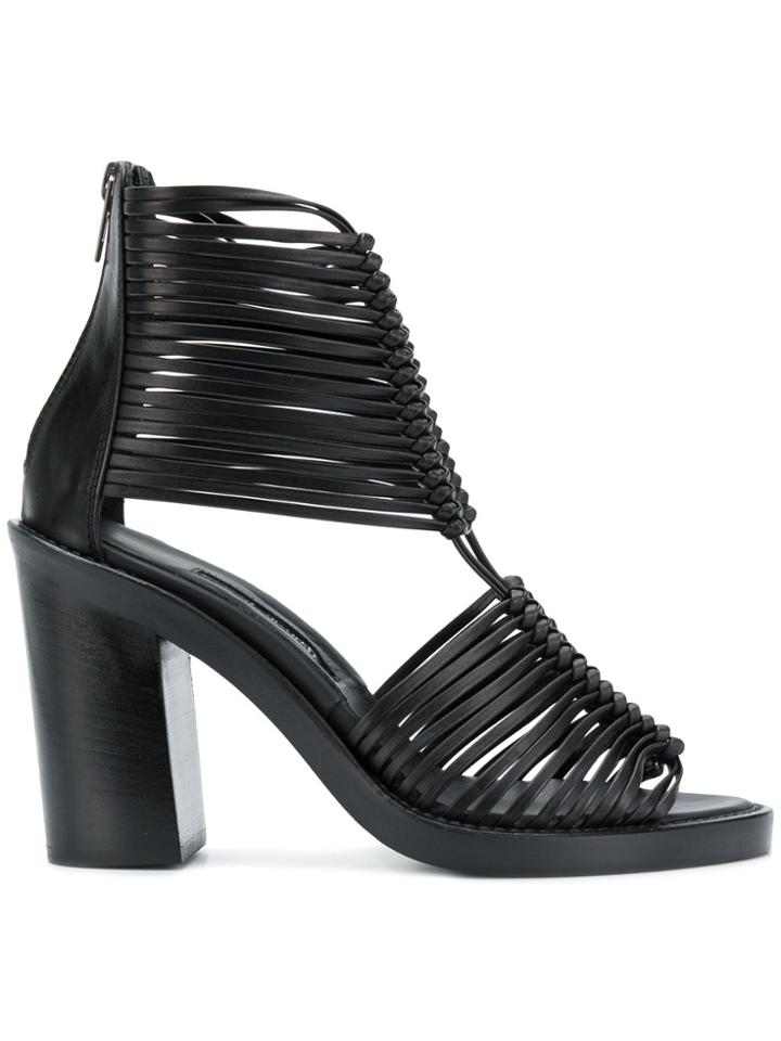 Ann Demeulemeester Strappy Chunky Heel Sandal - Black
