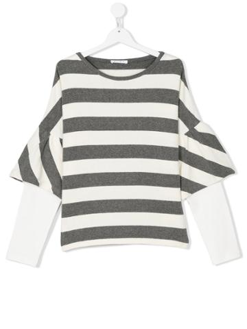 Elsy Striped Bell Sleeve T-shirt - Grey