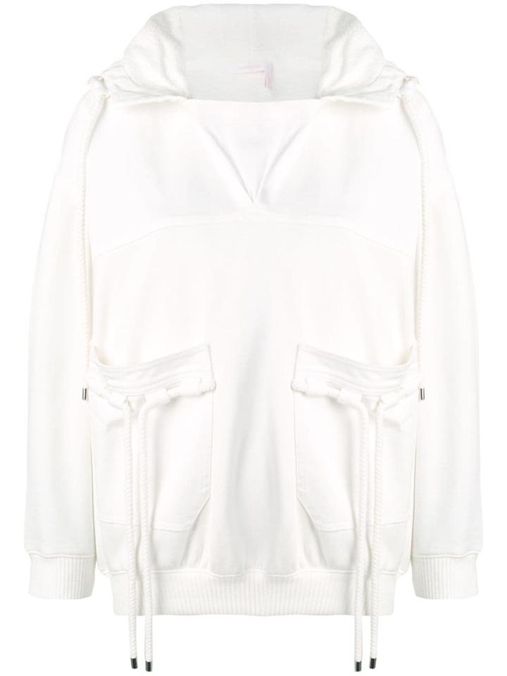See By Chloé Drawstring Hooded Sweater - White